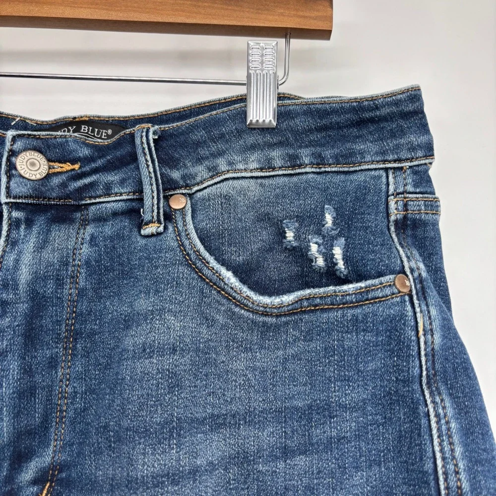 Judy Blue 1XL High Waist Tummy Control Long Shorts Dark Wash Stretch Denim Plus